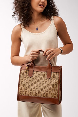 Leren Shopper Kylie Tote - Bruin en Beige