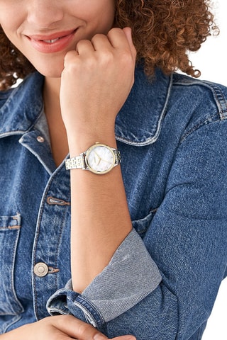 Stalen Quartz Horloge Zilverkleurig en Goudkleurig