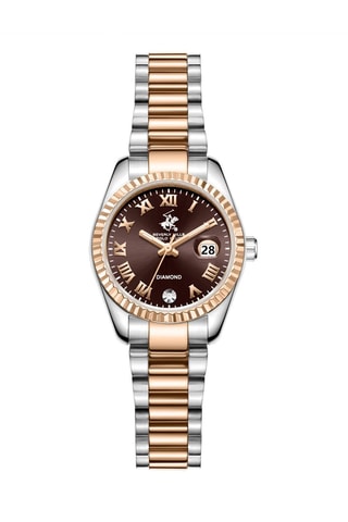 Keramische, Metalen en Doublé Roségoud Ion Quartz Horloge met Diamant