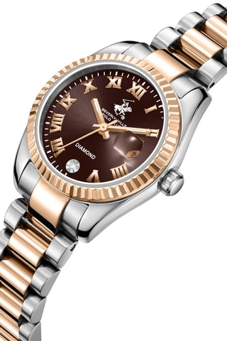 Keramische, Metalen en Doublé Roségoud Ion Quartz Horloge met Diamant