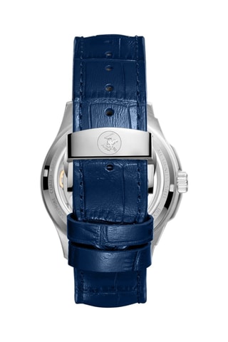 Leren Automatisch Tourbillonhorloge - Blauw en Zilverkleurig