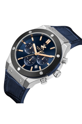 leer en keramisch Quartz Horloge- GMT-functie. Marineblauw en Antraciet