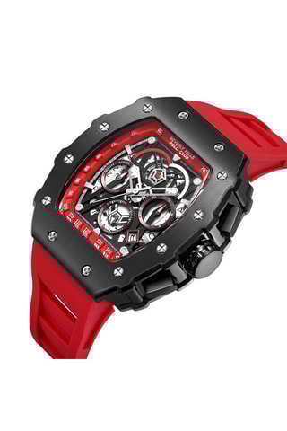 Legering Quartz Horloge - Tachymeter - Rood en Zwart
