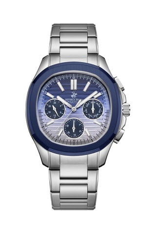 Metalen Horloge - Chronograaf - Zilverkleurig en Blauw