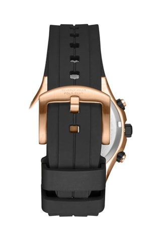 Siliconen Horloge - Chronograaf - Zwart en Goudkleurig