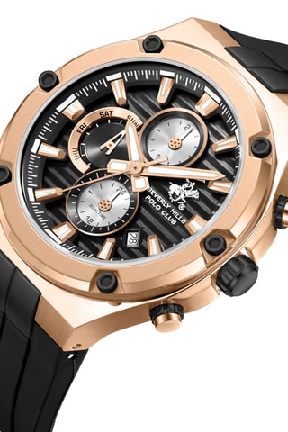 Siliconen Horloge - Chronograaf - Zwart en Goudkleurig