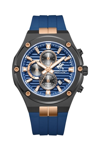 Siliconen Horloge - Chronograaf - Blauw en Zwart