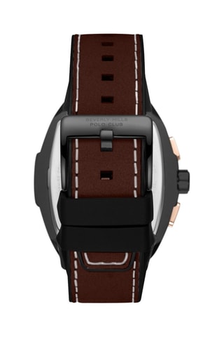 Leren en Silicone Horloge - Chronograaf - Bruin en Zwart