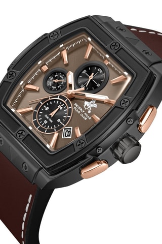 Leren en Silicone Horloge - Chronograaf - Bruin en Zwart