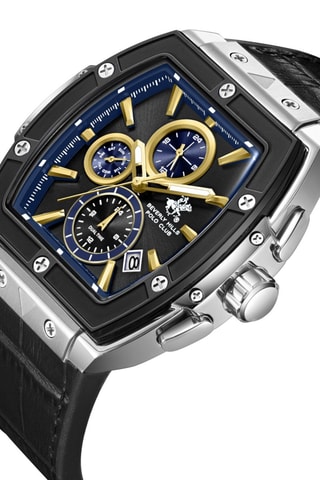 Leren en Silicone Horloge - Chronograaf - Zwart en Zilverkleurig