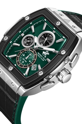 Leren en Silicone Horloge - Chronograaf - Zwart en Zilverkleurig