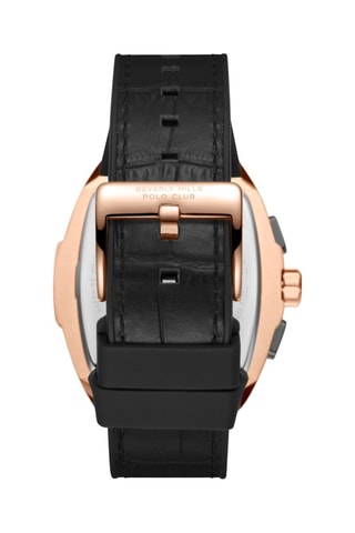 Leren en Silicone Horloge - Chronograaf - Zwart