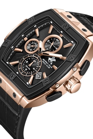 Leren en Silicone Horloge - Chronograaf - Zwart