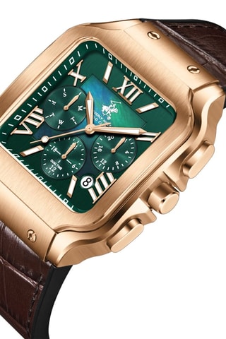 Roséverguld Leren Horloge - Chronograaf - Bruin en Goudkleurig