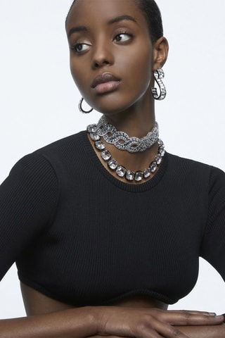 Ketting met Swarovski Kristallen Harmonia - Zwart en Wit