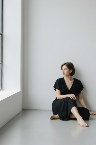 Robe longue en lin - Noir