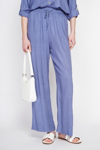 Pantalon large en lin - Bleu
