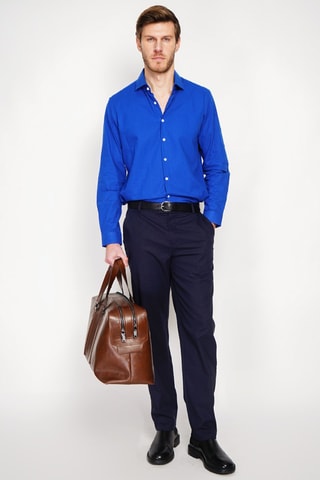 Chemise slim en lin - Bleu