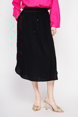 Jupe midi en lin - Noir