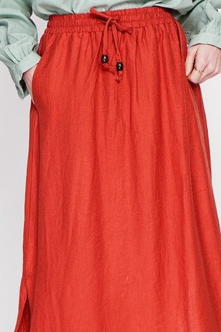 Jupe midi en lin - Rouge