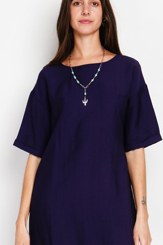 Robe droite en lin - Bleu marine