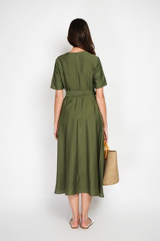 Robe patineuse en lin - Kaki