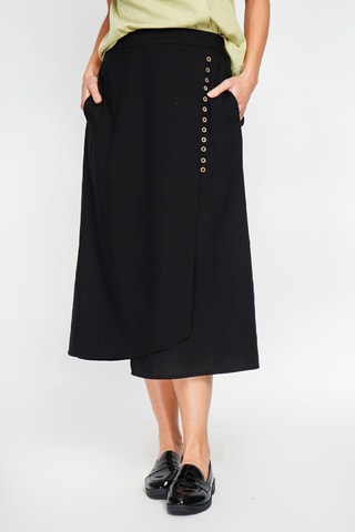 Jupe portefeuille en lin - Noir