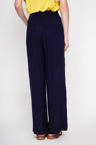 Pantalon ajusté en lin - Bleu marine