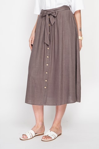 Jupe midi en lin - Marron