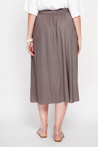 Jupe midi en lin - Marron