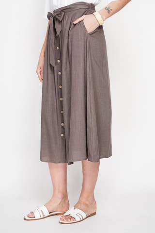 Jupe midi en lin - Marron