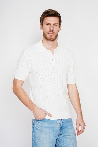 Polo en coton biologique et lin - Blanc