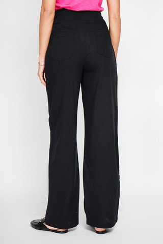 Pantalon taille haute en lin - Noir