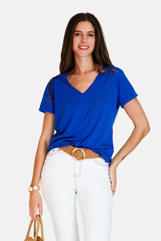 T-shirt en lin - Bleu