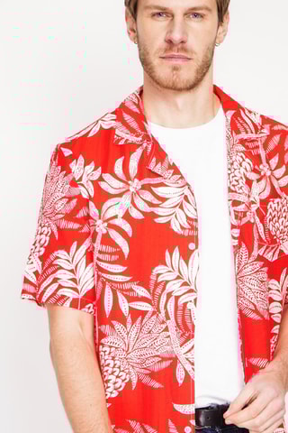 Chemise en lin - Blanc et rouge