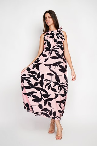 Robe longue - Noir et rose