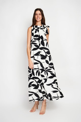 Robe longue - Noir et beige