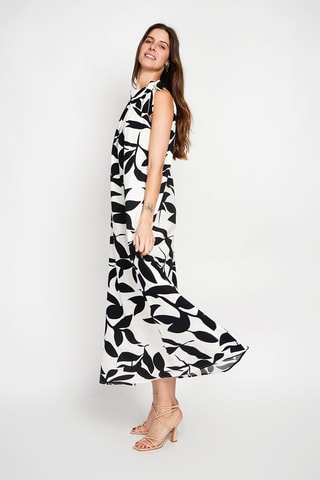 Robe longue - Noir et beige