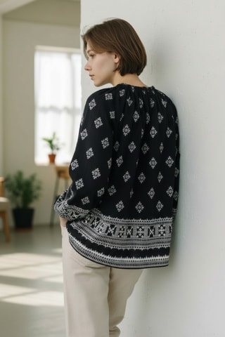 Blouse en lin - Noir