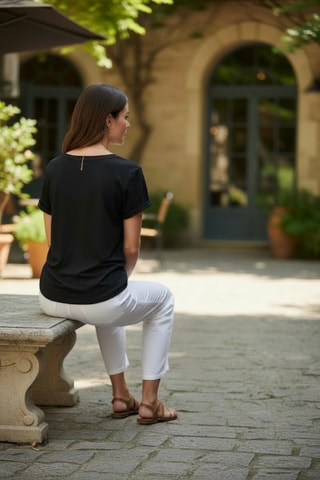 T-shirt en lin - Noir