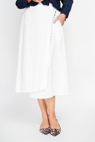 Jupe portefeuille en lin - Blanc