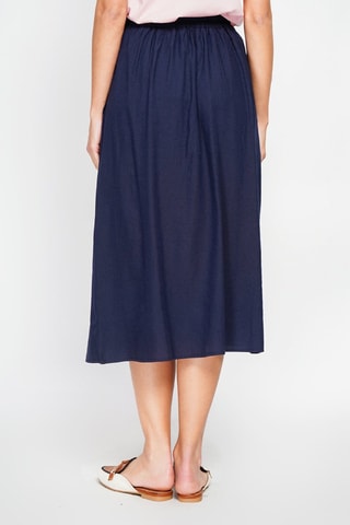 Jupe portefeuille en lin - Bleu marine