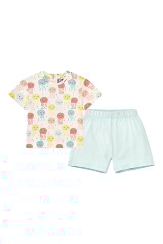 T-shirt en Short - Wit en Lichtblauw