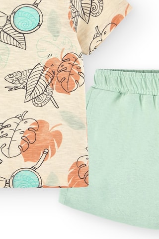 T-shirt en Bermuda - Beige en Lichtgroen