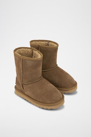 Gevoerde Leren Enkellaarzen - Bruin