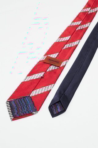 Cravate en soie - Rouge et gris