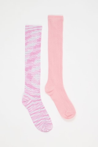 2 Paar Hoge Sokken - Roze