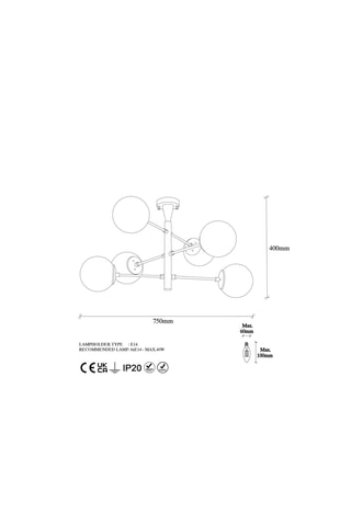 Suspension Arge - Doré - 6 x 40 W