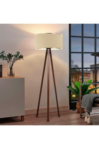 Lampadaire trépied en bois - Beige et naturel - 40 - 60 W - 140 cm