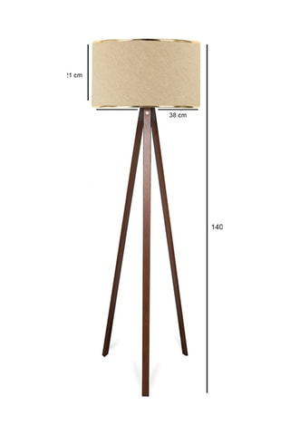 Lampadaire trépied en bois - Beige et naturel - 40 - 60 W - 140 cm